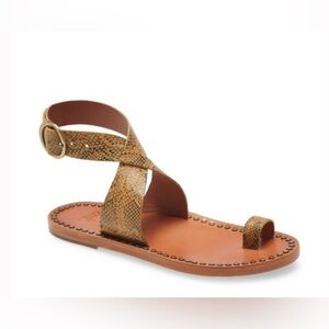 BEEK Hawk Sandal TOE RING TAN SNAKE LEATHER STRAPPY